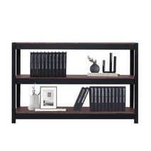 홈던트 거실 서재형 인테리어 TV 철제 책장 - 와이드W1200 F타입 기본형, 블랙프레임/내추럴우드상판