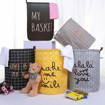 [KT알파쇼핑]WZ 패브릭 원통형 빨래바구니 블랙 love 40x50cm, 단일상품_W863A30, 단일상품_W863A30_색상_상세페이지참조