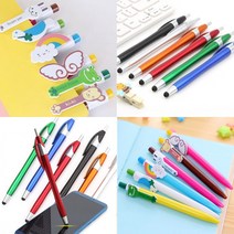 스마트폰 터치볼펜 터치펜 캐릭터 볼펜 책갈피 단체 사은품 판촉물 홍보용 사무용품 색상랜덤, 터치볼펜 색상랜덤_OPP포장안함_있음(인쇄비별도 전화문