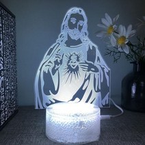 예수 3d led 램프 침실 야간 조명 액션 기독교 그림 아바타 성경 축복 처녀 방 장식 선물 루스, 04+Crack base 7colours