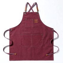도톰 캔버스 데님 앞치마 가정용 작업 앞치마 A28, 와인색