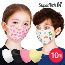 슈퍼리치 어린이 새부리형마스크 (10매) 유아 아동 일회용마스크 어린이마스크 컬러마스크 3D입체 마스크 아동마스크, CD208래빗퍼플(10매)