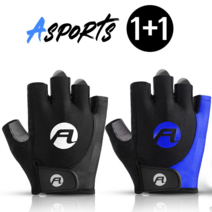 듀웨이 ASPORTS 자전거 반장갑 1+1, 레드(XL), 블랙(XL)