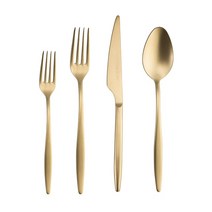 수저세트 집들이선물 젓가락 맞춤 숟가락 신혼부부 모던 럭셔리 골든 24 PCS 6 사람 스테인리스 나이프 스푼 포크 전체 칼 Flatware, 없음, 2.Mat Gold