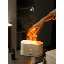 캠핑 가습기 모닥불 무드등 불멍 차량용 캠핑 소형, 플레임컬러풀라이트블랙+아로마테라피1병+플러그