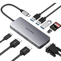 GIISSMO 도킹 스테이션 2 HDMI 듀얼 HDMI 4K VGA 3 USB-A 100W PD 및 TF/SD 카드 리더기가 있는 USB C 허브 MacBook Pro/Air 및 HP Dell Lenovo Huawei 노트북용 트리플 모니터 어댑터 -13883, 9in1