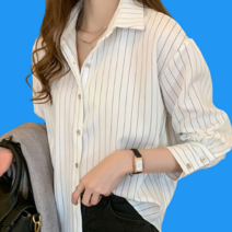 오피스 셔츠 흰 블라우스 봄 가을 카라 스트라이프 캐주얼 남방
