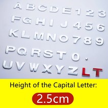 레터링스티커 금속 레터링 앰블럼 차량용 튜닝 로고 이니셜높이 2.5cm 장식 번호 아연 합금 금속 실버 상단, 01 Capital Letter_01 A or a