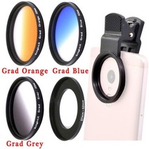접사렌즈 어안렌즈 스마트폰 줌 망원 광각 렌즈 Knightx 52mm polarized cpl 중립 밀도 nd 필터 매크로 키트 모바일 for iphone samsung, g-블루 오렌지 그레이