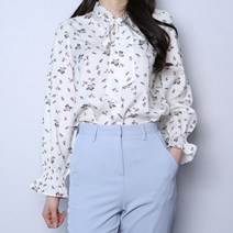 파라노말샵 [파라노말샵]플라워 리본 프릴 블라우스