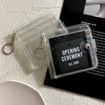 피치랩 투명 카드지갑 반지갑 키링 PVC 똑딱이 포켓 동전