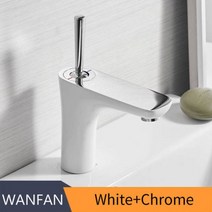 꼭지 교체 헤드 수도 수전 세면대 욕실 셀프 설치 시공 크롬 믹서 싱크 수도꼭지 분지의 브래스 분지 탭 데크 마운트 토네이라 855007, White and Chrome_CHINA