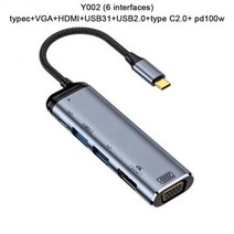 덱스스테이션 usb허브 멀티젠더PD100W USB 3.1 Type-C Hub To HDMI-compatible Multi Splitter Adapter 4K, 02 Y002