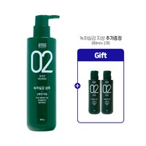아모스 녹차실감 샴푸 500g (민감성/지성/중건성 선택) + 지성 80 ml x 2, 리프레시(지성/산뜻한 타입)