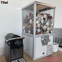 커피캡슐보관함 캡슐뽑기 미니 뽑기 기계 뽑기통 디스펜서 자판기 캡슐정리함, 빨 노 파 흰 검   색상은 배송사항에