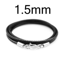 40 80cm 1 3mm 가죽 목걸이 코드 왁스 처리 로프 스테인레스 스틸 랍스터 걸쇠 커넥터 체인 남성 여성 DIY 쥬얼리 127566, 블랙 1.5mm