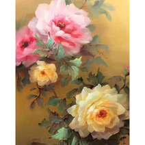 diy정물화그리기 모란꽃이 필무렵 부귀영화 찾아온다는 나비목단 플라워 풍수금전재물도 동양화 색칠하기 선물용 집에서 즐기는 집중력향상 감압 피포페인팅 40*50cm, 부귀모란그리기09번, 40*50cm(액자프레임포함)