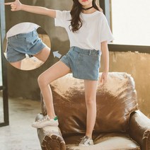 아동복 여아 랩청반바지 뒷밴딩 치마데님 주니어 1836
