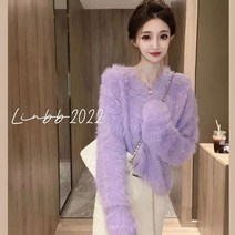프렌치 여성 겨울 모조 밍크털 긴팔 털 스웨터 뽀글이 라운드 탑 FC5905