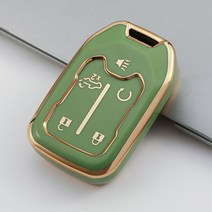 차량 수납함 자동차 자동차 키 커버 셸 체인 스마트 리모트 케이스 쉐보레 타호 실버라도 서버번 GMC 시, 12 5 BOTTON-green