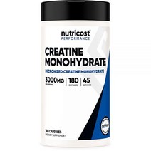 Nutricost 크레아틴 모노하이드레이트 3000mg 500정, 180 Count (Pack of 1)