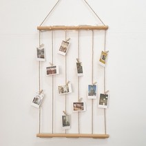 블루밍스티치 내추럴 우드 포토 플라워 행거 SET, 포토행거+집게