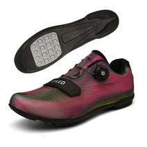 사이클링 신발 도로 자전거 고무 하드 하단 MTB SPD 클리트 플랫 슈즈 여성 스니커즈 남성, 02 5.5, 07 Turn red rubber