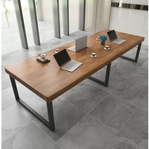 길고 단단한 원목 회의 테이블 의자 6인 8인 10인 회의실 회사 스터디 카페 대형, 길이240폭100높이75CM