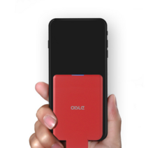 리아 OISLE 초소형 부착형 보조 배터리 아이폰 삼성 엘지 Type-C 4500 mAh, 레드, Lightning-애플