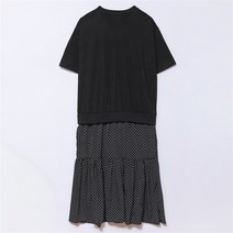 [강물처럼] 아이우먼 셔링도트배색롱원피스 OUL136M207 빅사이즈 (8790800)