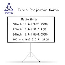 빔 프로젝터 스크린 Thinyou 삼각대 휴대용 접이식 60inch 72inch 84inch 100inch 16:9 프로젝션 hd floor stand bracket 야외 영화, 협력사, 84인치
