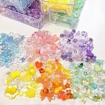 오로라 비즈 키링 만들기 팩 데코덴 파츠 꾸미기 팔찌 악세사리 만들기 DIY 탑꾸, 블랙, 1개