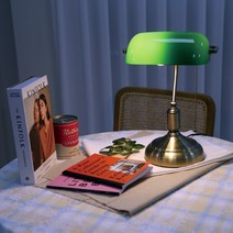 빈티지 레트로 단 스탠드 줄스위치 타입 램프포함, 전구색(노란불빛), 그린