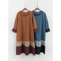 [바보사랑] 여자 넥카라 프릴 배색 감귤소녀 바다소녀 원피스[옷자락]