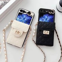 갤럭시 Z플립5 케이스 제트 flip 4 3 누비 가죽 카드지갑 목걸이
