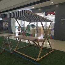 행사부스 플리마켓매대 야시장 진열 접이식 야외 행사 스토어 랙 디스플레이 스탠드 선반 창고 나무, o62-파란색과 흰색 줄무늬 15060220 높이