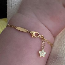 14k 꽃딸랑 미아방지 아기 팔찌 돌 백일 금 유아동 모양 BB545, 단품
