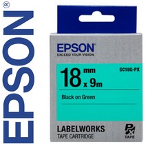 *정품* [ EPSON ] 라벨테이프, SC18G-PX [18mm 녹색/검정글씨]