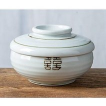 여주도자기 희고백자 탕기 뚜껑있는 죽그릇 전통 한식기 도자기탕기세트, 희고백자 탕기 소 그릇뚜껑세트
