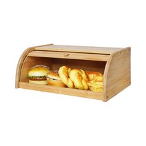 Bimiti 주방 조리대용 대나무 빵 상자 천연 롤 탑 나무 단일 레이어 대용량 보관 식품 용기 자체 조립 USA 미국