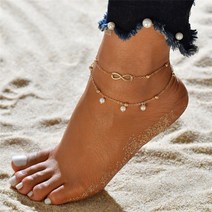 여자를위한 보헤미안 다층 구슬 Anklets 패션 Sequins 다리에 발목 팔찌 여름 해변 구두 세트 여성 발 보석