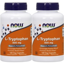 NOW Supplements 엘트립토판 세로토닌 120정x2팩 500mg Positive Mood