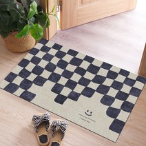 폴라도레 코일 현관매트 출입구 베란다 발판 대형 매트, 07.스마일체크_블루, 1.90x60cm, 1개