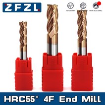 HRC55 카바이드 엔드밀 120mm 엔드밀 4 플루트 밀링 커터 합금 코팅 텅스텐강 절삭 공구 CNC 가공 엔드밀, 56.6X6DX100L4F - 5PCS