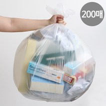 네이쳐리빙 재활용 쓰레기 분리수거 배접 비닐봉투 화이트, 200개, 80L