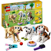 LEGO 레고 31137 크리에이터 3-in-1 귀여운 강아지 세트(닥스훈트 퍼그 푸들 동물 피규어 등 포함) 7세 이상 어린이를 위한 장난감 애호가를 선물, LEGO Single