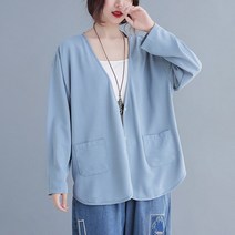 레이디 매직(lady magic) 여성 캐주얼 무지 포켓 루즈핏 가디건