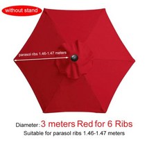 우산 교체 캐노피 6/8 갈비 파티오 천 스탠드 없음 7.5/9/10ft 야외 해변 정원 방수 파라솔 커버, [20] 3m Red for 6 Ribs