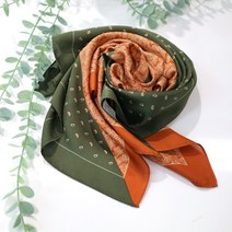 메리앤유 패턴배색 실크라이크 정사각스카프 70cmx70cm