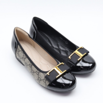 여성 금장 리본 발편한 푹신한 쿠션감 좋은 쿠션 플랫 슈즈 단화 구두 신발 2.5cm